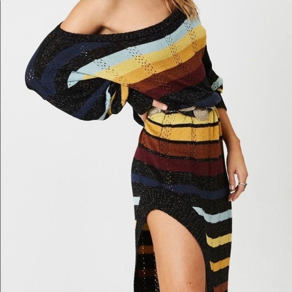 Jen’s Pirate Booty black rainbow Swallowtail Maxi knit Dress Size XS S - Picture 1 of 16